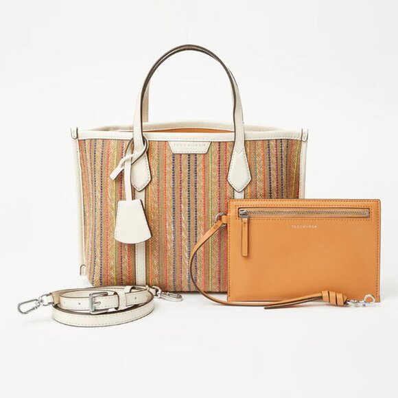 TORY BURCH Small Perry Stripe Raffia Tote - Picture 10 of 12